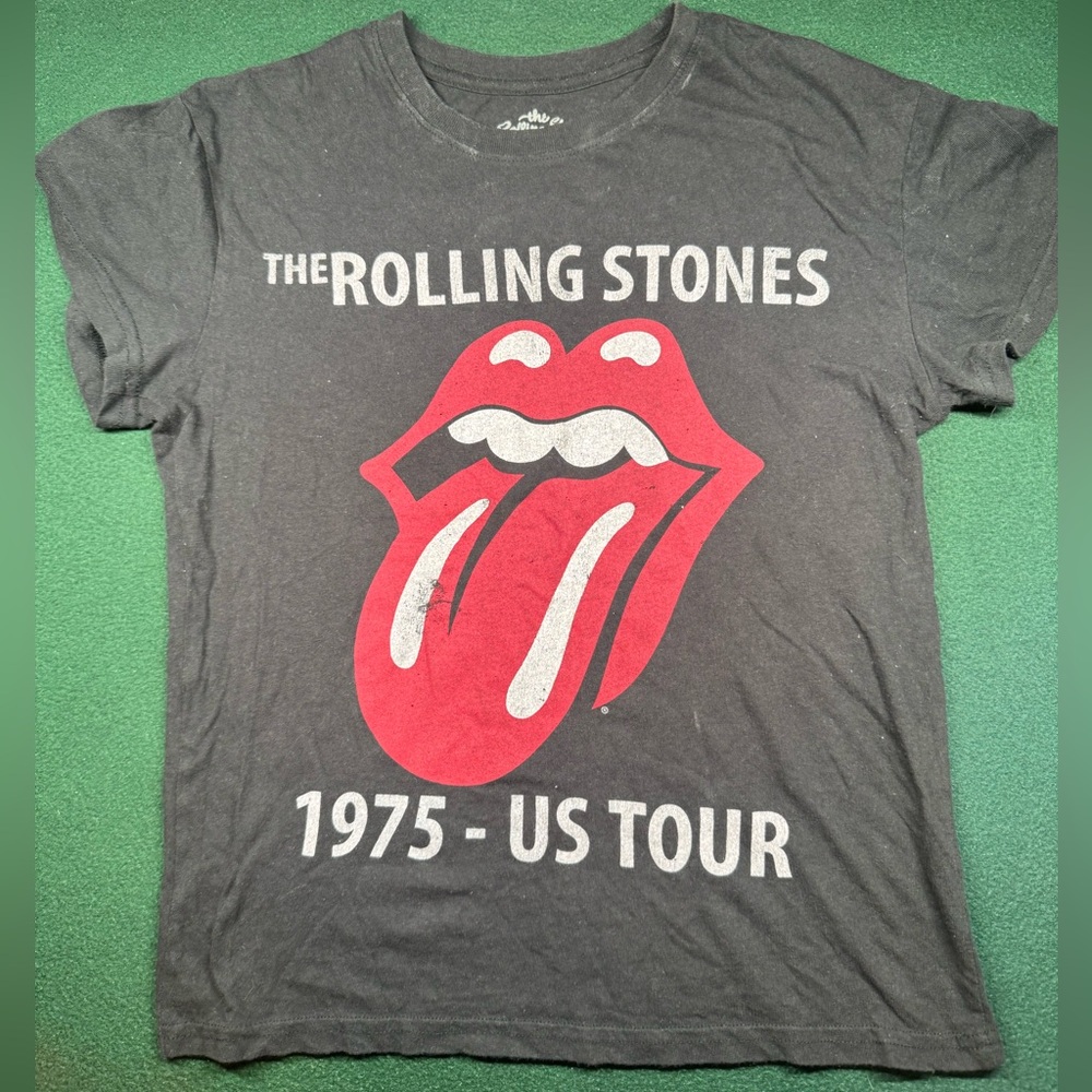 Rolling Stones Black T-Shirt with Red Tongue Graphic
